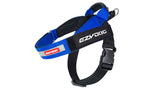 Blue ED Express Dog Harness for small to medium dogs, featuring soft EVA pads, molded handle, and reflective trim for safety.