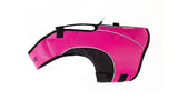 Pink DFD X2 Boost Dog Vest designed for safety and comfort, featuring buoyancy, ergonomic fit, and reflective piping.