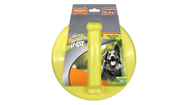 Colorful dog flying disc with bone-shaped top, designed for large dogs to enhance fetch and outdoor playtime, floats on water.