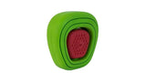 JW Apple Core Chew-ee, a durable dog toy with textured surface, hidden treat pocket, and spinning core for dental care and fun.