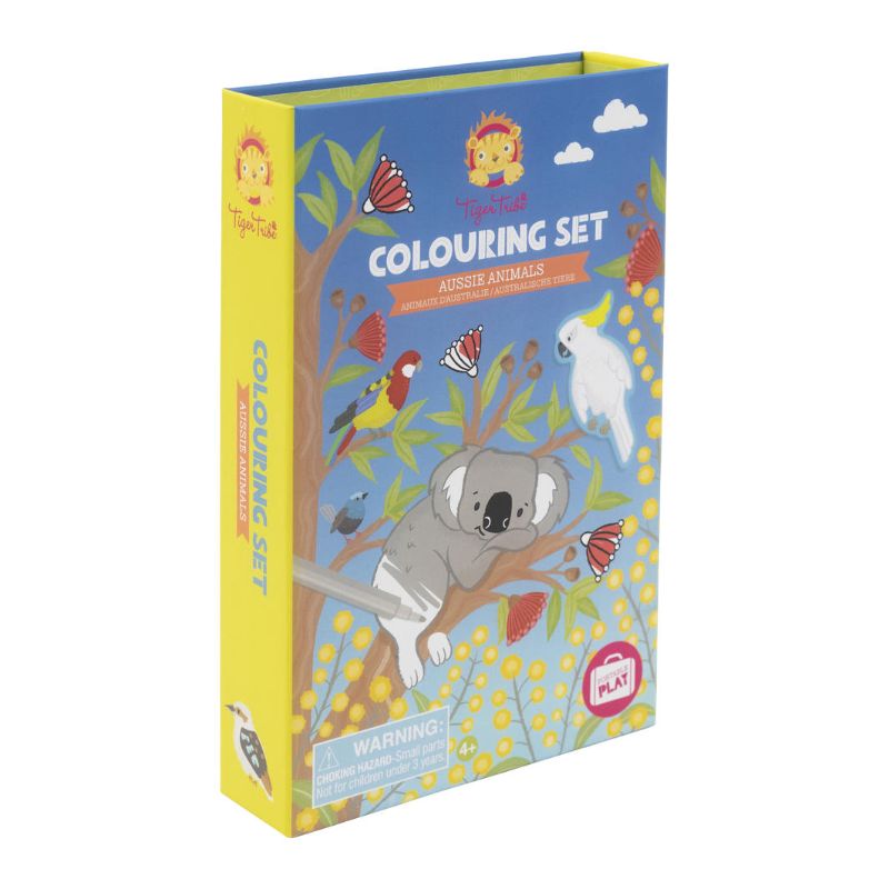 Colouring set featuring beautifully illustrated Aussie animals, perfect for sparking creativity in young artists.