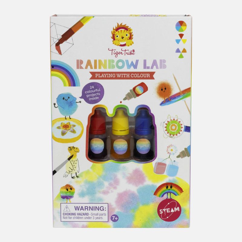 Colorful art and craft set featuring 24 experiments, promoting creativity and STEAM learning for kids aged 5 and up.