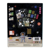 Colorful Foil Art kit for kids featuring space-themed designs like rockets and planets, promoting creativity and fine motor skills.