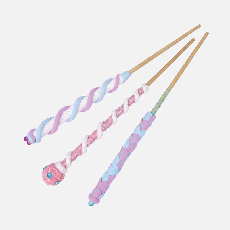 Magic Wand Kit - Pastel Power by Tiger Tribe, featuring materials to craft 3 jewel-encrusted pastel wands for creative play.