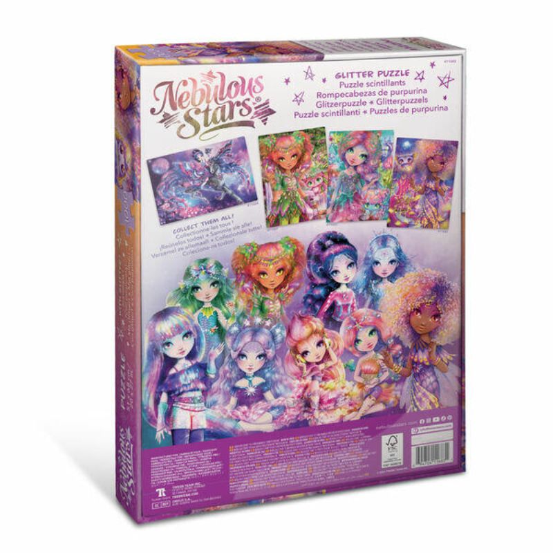 Glitter Puzzle featuring Orelia & Lumina, 100 colorful shimmering pieces for engaging family fun and creativity.