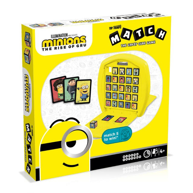 "Colorful Minions characters from Rise of Gru featured in a competitive Top Trumps Match game for family fun and strategy."