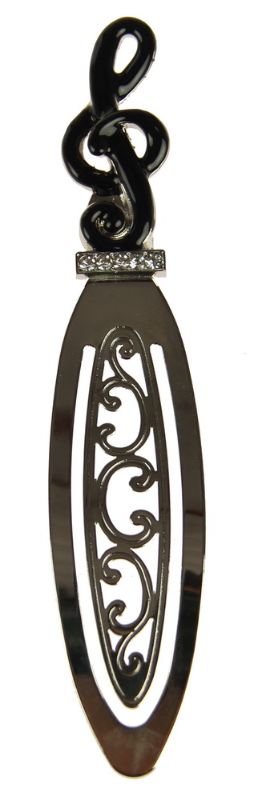 Elegant black Treble Clef bookmarks set of 2, ideal for music lovers and avid readers, combining style and durability.