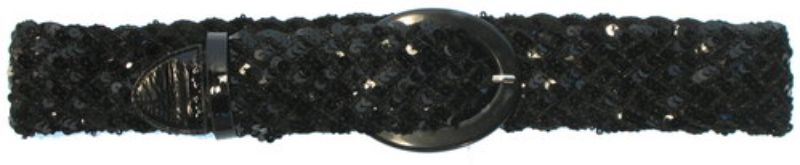 Black sequined buckle stretch accessory, 75cm length, perfect for elevating outfits with glamour and style.