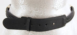 Black plait metal belt with intricate design, perfect for enhancing outfits and providing a comfortable, stylish fit.