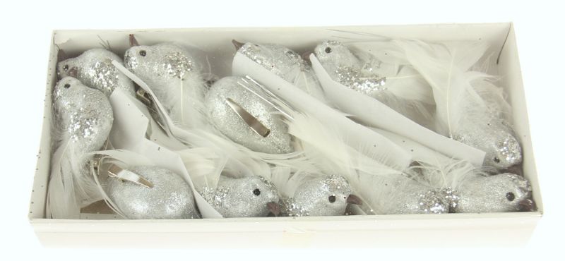 Set of 12 silver glitter bird clips perfect for adding sparkle to any hairstyle for weddings, parties, or everyday wear.