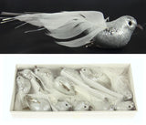 Set of 12 silver Glitter Bird Clips, perfect for adding sparkle to any hairstyle for weddings or everyday wear.