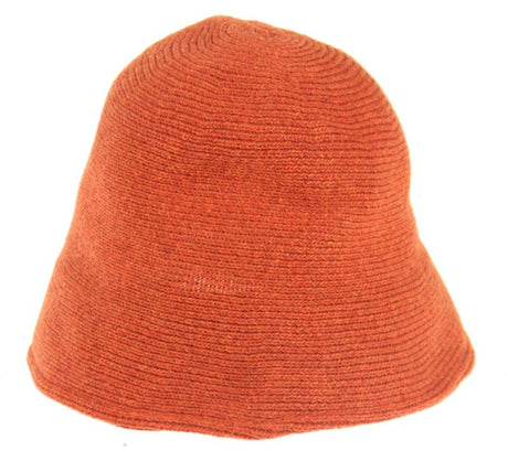 Chic rust bucket hat made from a wool blend, featuring an adjustable strap for a comfortable fit up to 58cm.