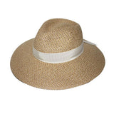 Natural-colored Fedora - Roberta 58CM with 10cm brim, adjustable band, crushable design, perfect for stylish sun protection.