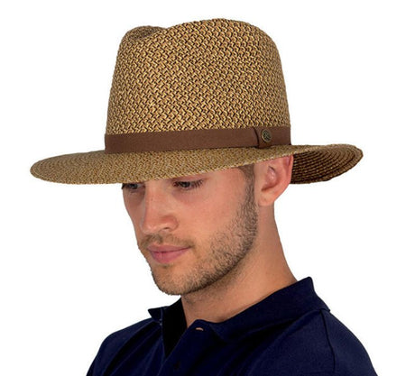 Lightweight chocolate fedora with UPF 50+ protection, adjustable fit, perfect for outdoor adventures and stylish outings.
