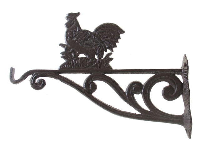 Whimsical iron rooster hook (31cm) for stylish wall storage of coats and bags, perfect for home or garden decor.