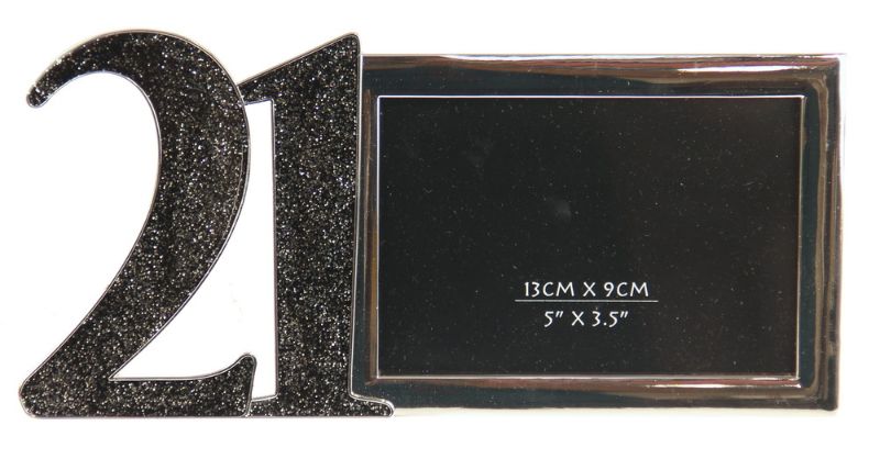 Elegant black photo frame for 21st birthday, featuring a 5in x 3.5in opening, perfect for celebrating special moments.