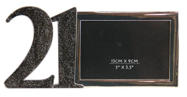 Elegant black photo frame for 21st birthday, featuring a 5in x 3.5in opening, perfect for celebrating special moments.