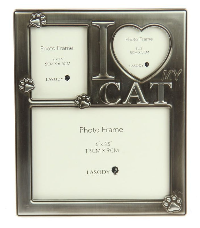 Charming 3-opening cat photo frame (5" x 6.25") to display cherished memories of your feline friends.