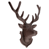 Majestic cast iron deer head wall decoration, 22 x 10 x 26cm, perfect for adding rustic charm to any space.