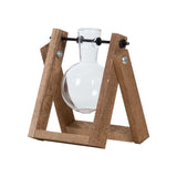 Elegant wooden cutting stand with glass vase, ideal for displaying plant cuttings, flowers, and bulbs (13 x 6 x 14cm).