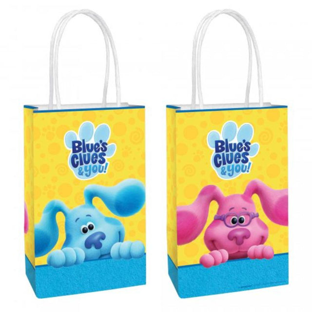 Blue's Clues Paper Kraft Bags in a pack of 8, perfect for birthday parties and filled with treats and goodies.