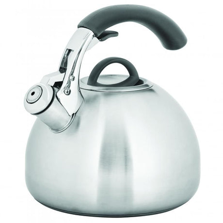 Avanti Varese Whistling Kettle 2.5L in stainless steel, featuring a cool-touch handle, whistling alert, and safe pouring spout.