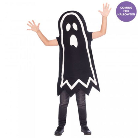 Glow in the dark stick ghost costume for kids aged 8-10, perfect for Halloween fun and visibility during trick-or-treating.