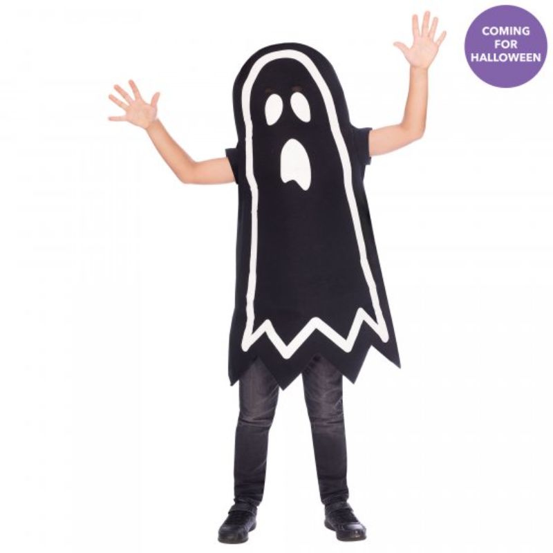 Glow in the dark ghost costume for kids aged 10-12, perfect for Halloween parties and trick-or-treating adventures.