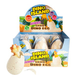 Colorful Jumbo Grow Dinosaur Eggs set, each containing a surprise dinosaur that hatches in 24-48 hours when submerged in water.