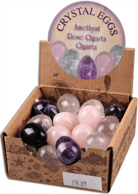 Set of 25 assorted egg-shaped tumble stones, 30mm each, perfect for decor, crafts, and meditation.