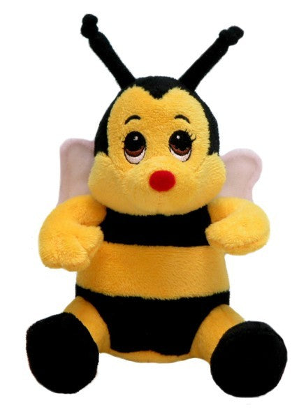 Soft 15cm Sitting Busy Buzzy Bee plush toy, vibrant colors, perfect for cuddling, play, and nursery decor.