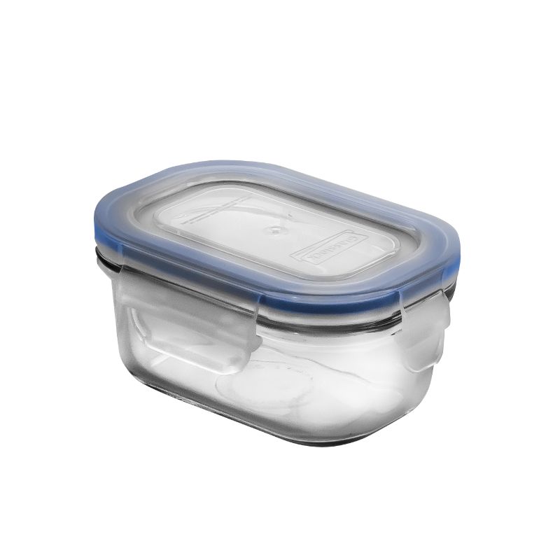 Glasslock MCRB-015 rectangular glass container (150ml) for eco-friendly food storage, BPA-free, airtight, and microwave safe.