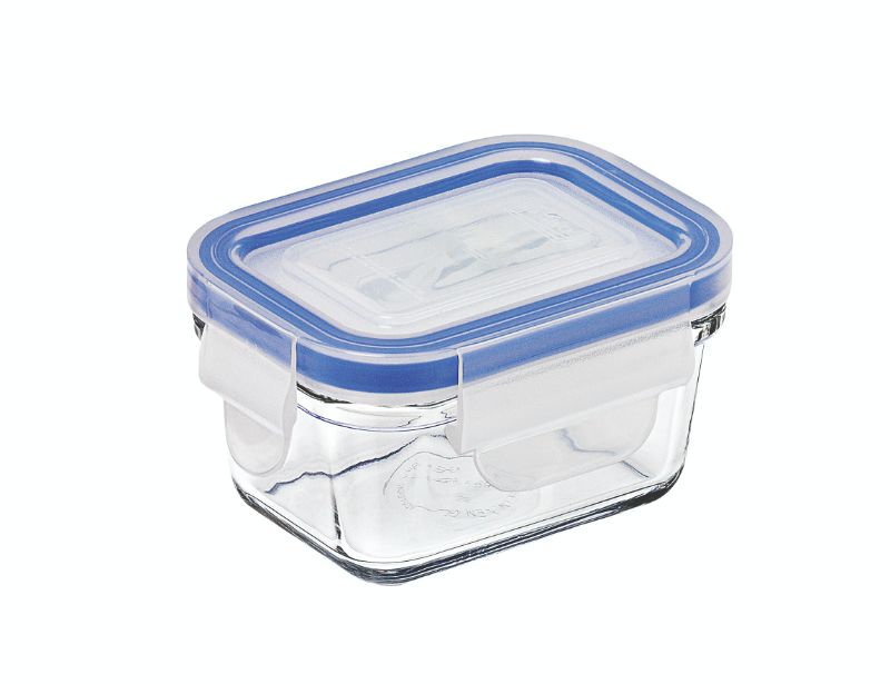 Rectangular 180ml GLASSLOCK glass food container with airtight lid, perfect for meal prep and safe food storage.