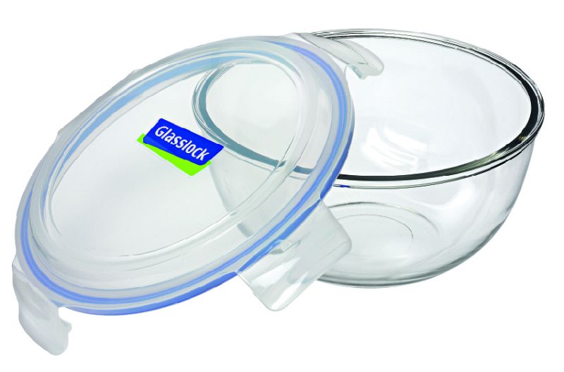 Versatile 2000ml glass mixing/storage bowl with airtight seal, microwave-safe, and perfect for food prep and storage.