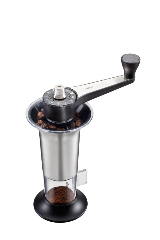 GEFU Lorenzo Coffee Grinder: compact stainless steel grinder with adjustable settings for perfect coffee consistency.