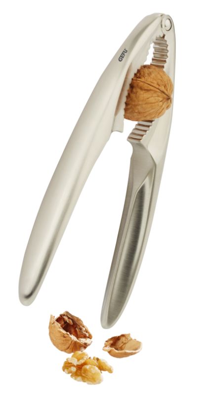 GEFU Classico Nut Cracker in sleek chrome finish, designed for easy shelling of small to large nuts with ergonomic levers.