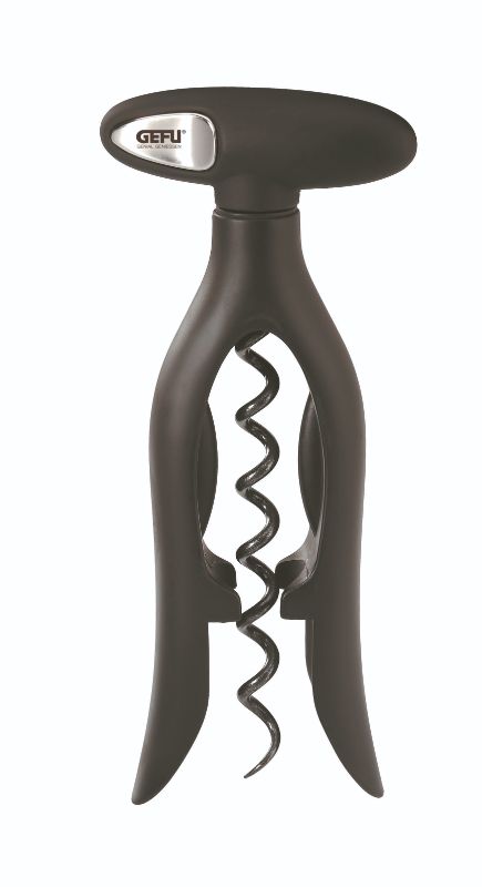 GEFU Moltovino Corkscrew (15cm) with smooth Santoprene coating and double-wing design for effortless cork extraction.