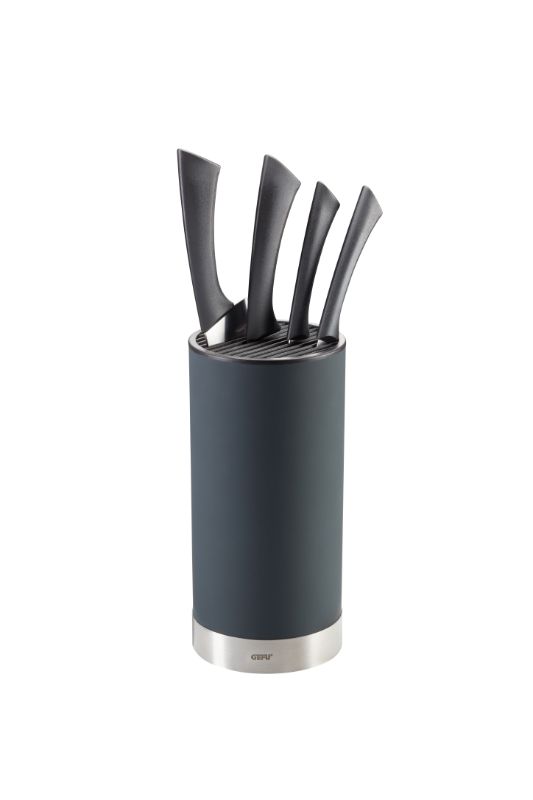 Sleek 22.2cm Gefu Depo Knife Block with longitudinal slots for versatile knife storage, blending elegance and practicality.