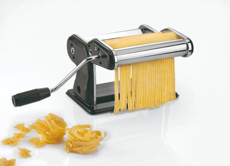 Gefu Pasta Per Nero Profi machine for making homemade pasta with adjustable thickness and sturdy non-slip base.