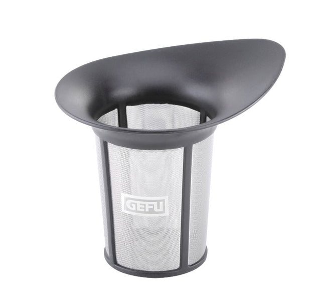 Gefu Armonia Tea Filter: premium stainless steel filter for loose teas, with lid serving as both aroma cover and coaster.