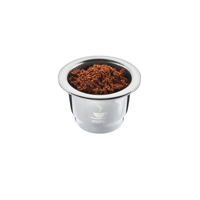 Gefu Conscio Coffee Capsule Set for NESPRESSO® - 8 eco-friendly parts for brewing delicious espresso at home.