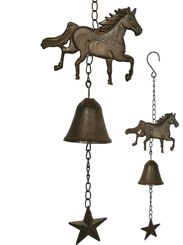 Ornament - Cast Iron Horse with Bell 50cm (Set of 2)