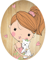 Playful oval plywood wall art featuring a girl, perfect for children's rooms, made from eco-friendly materials.