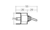 Heavy duty SPST toggle switch with red LED, rated 20A at 12V, ideal for automotive and industrial applications.