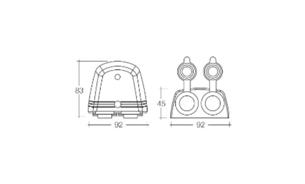 Heavy-duty surface mount accessory socket with 12/24V DC LED volt meter for accurate voltage display and reliable connections.