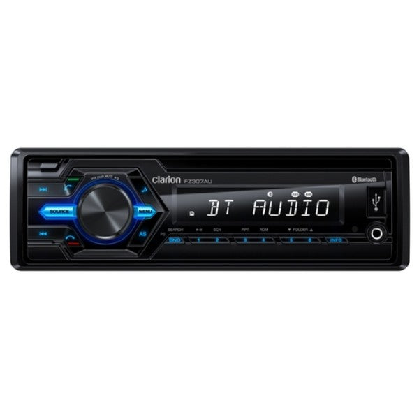 Compact CLARION S/Din Bluetooth receiver with USB, AUX, and rotary control for enhanced in-car audio experience.