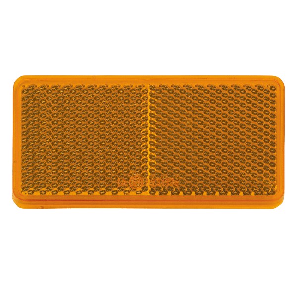 Amber retro reflector in a blister pack of 2, with self-adhesive backing, 42mm diameter, by NARVA.