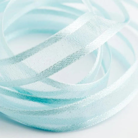 Baby blue organdy satin edge ribbon, 23mm x 20m, perfect for crafting, gift wrapping, and elegant decorations.