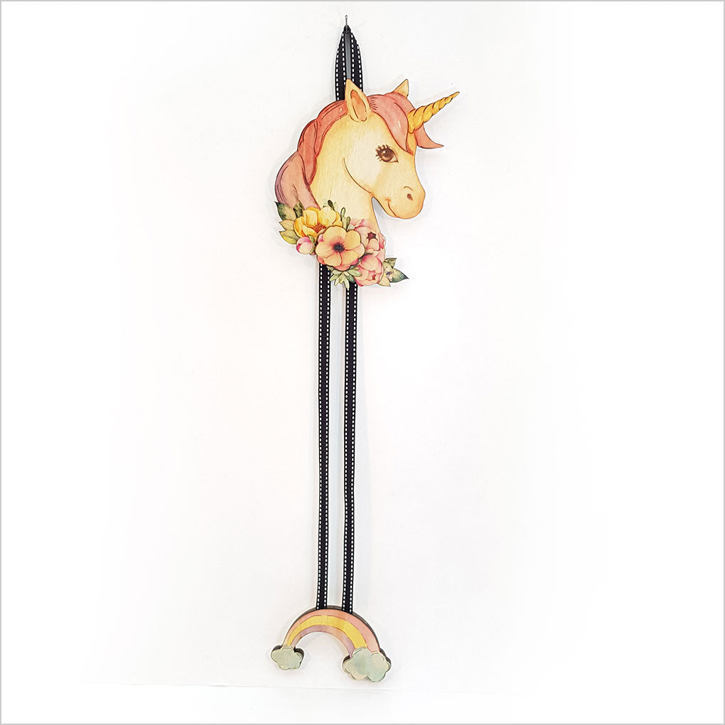 Unicorn-themed hairclip organizer made from eco-friendly pine, perfect for keeping accessories tidy and stylish.