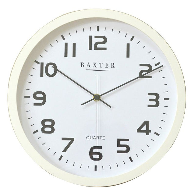 Elegant 30cm white wall clock by BAXTER with Arabic numerals, perfect for enhancing modern and classic interiors.